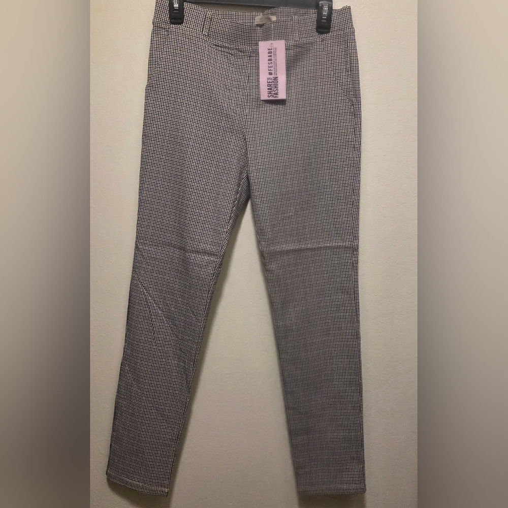 Women's Black and White Checkered Trousers